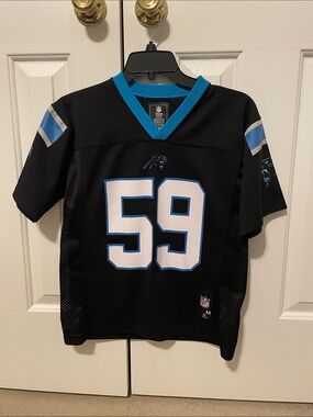 NFL Team Apparel Youth Black Carolina Panthers Jersey Medium 10/12 (Like New)